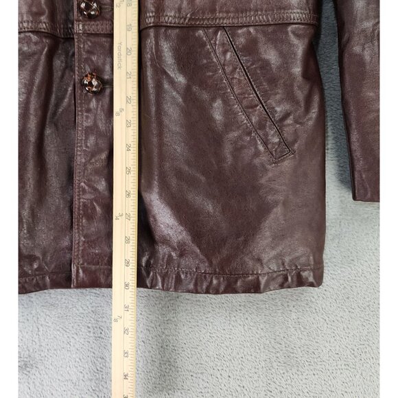 Gino Leathers Jacket Mens Size 42 Button Down Long Sleeve Vintage Coat - Picture 6 of 13